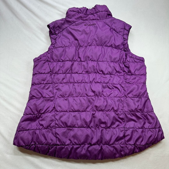 Columbia Purple Quilted Puffer Vest Full Zip Stand Collar Women's XL Warm Winter - Picture 13 of 16
